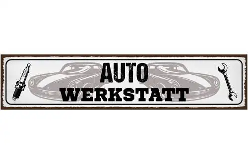 Schild Auto Werkstatt Mechaniker Bastler Werkzeug Oldtimer 46 x 10 Blech od.Holz