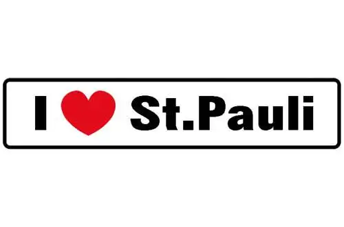 Schild I ❤️ St. Pauli Hamburg Liebe Deutschland Fan 46 x 10 Blech od. Holz