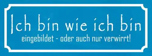Schild Ich Bin Wie Ich Bin Eingebildet Od. Auch Nur Verwirrt 27x10 Blech od.Holz