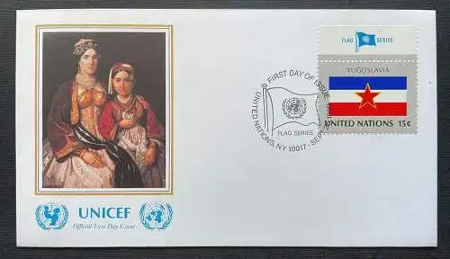 Brief Unicef FDC Flagge Yugoslavia Children Stanisica ca.16,4x9,2cm 410313 PR