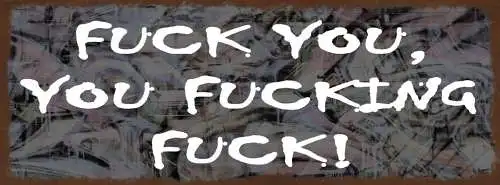 Schild Fuck You You Fucking Fuck Fluchen Beschimpfung 27x10 Blech od.Holz