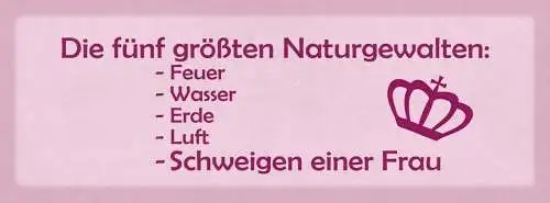 Schild Die 5 Größten Naturgewalten Feuer Wasser Erde Luft Schweigen Einer Frau
