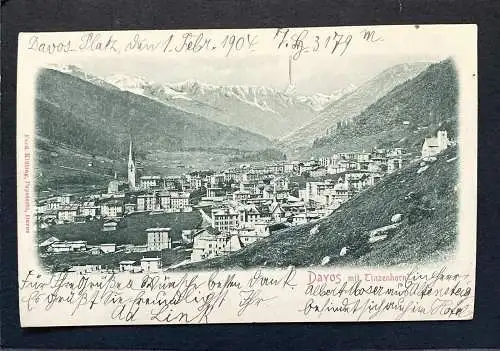 Davos mit Tinzenhorn Prägekarte 80240