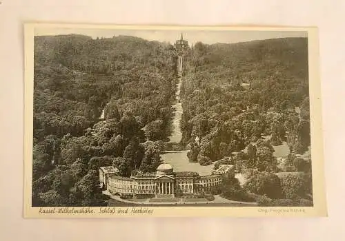 AK, Hessen, Kassel, Wilhelmshöhle, Schloss Hercules (110226 BW)