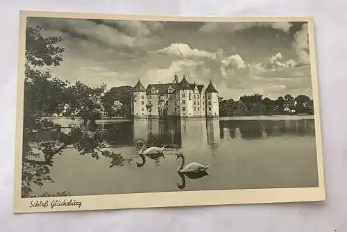 AK, Schloss Glücksburg, Schwäne, Teich (110265 BW)