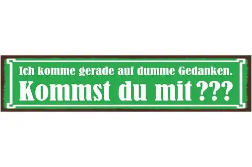 Schild Ich Komme Gerade Auf Dumme Gedanken Kommst Du Mit 46 x 10 Blech od. Holz