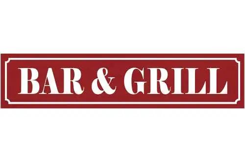 Schild Bar & Grill BBQ Grillen Grill Griller Alkohol Bier 46 x 10 Blech od. Holz