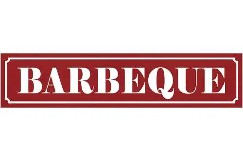 Schild Barbeque BBQ Grillen Grill Garten Fleisch Griller 46 x 10 Blech od. Holz