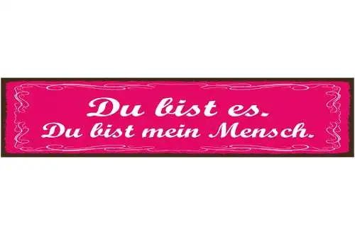 Schild Du Bist Es Du Bist Mein Mensch Liebe Beziehung Ehe 46 x 10 Blech od. Holz