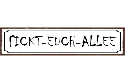 Schild Fickt Euch Allee Straße Beschimpfung Genervt 46 x 10 Blech od. Holz