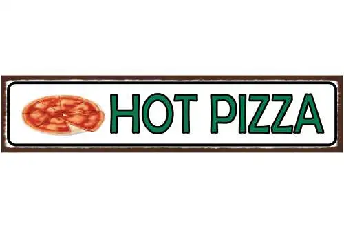 Schild Hot Pizza Fast Food Restaurant Italien Snack 46 x 10 Blech od. Holz