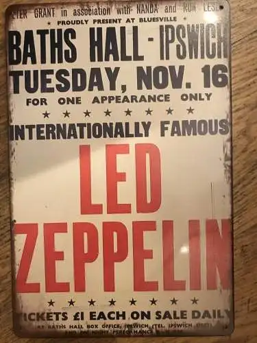 Nostalgie Vintage Schild „Led Zeppelin“ 30x20  300000