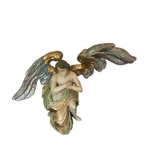 Großer Anbetungs Engel Holzengel Um 1900 Oder früher H 65 B 95 T 45