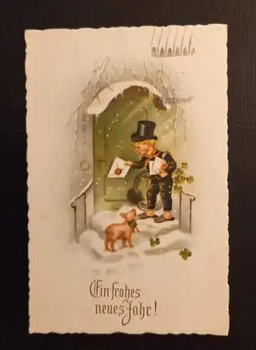 Ein Frohes Neues Jahr Rauchfangkehrer Mit Brief Und Schwein 165318 G