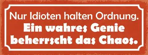 Schild Nur Idioten Halten Ordnung Ein Wahres Genie Beherrscht Das Chaos 27x10