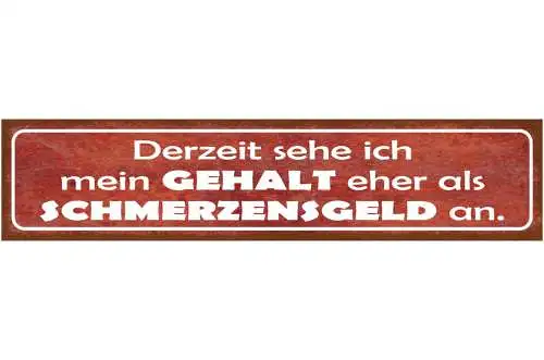 Schild Derzeit Sehe Ich Mein Gehalt Eher Als Schmerzensgeld An Arbeit 46 x 10