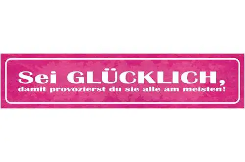 Schild Sei Glücklich Damit Provozierst Du Sie Alle Am Meisten Glück Froh 46 x 10