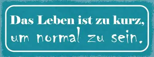 Schild Das Leben Ist Zu Kurz Um Normal Zu Sein Verrückt 27x10 Blech od.Holz