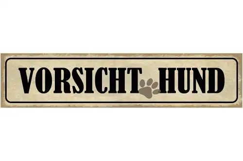 Schild vorsicht hund warnung tier liebe wachhund pfote 46 x 10 blech od. holz