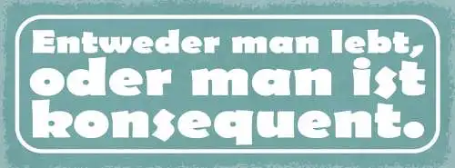 Schild Entweder Man Lebt Oder Man Ist Konsequent Leben 27x10 Blech od.Holz