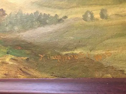 K. Rupprecht um 1935 Berglandschaft Alm Hütte auf Leinen gerahmt 48 x 36 42000