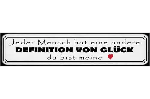 Schild Definition von Glück Mensch Du Liebe Beziehung Ehe 46 x 10 Blech od. Holz