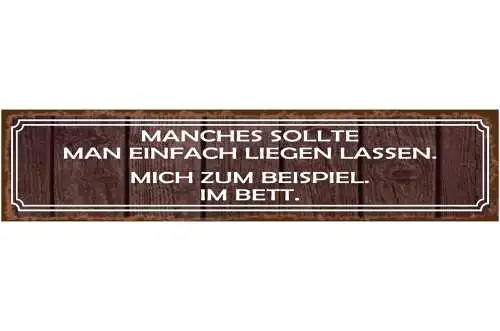 Schild Liegen Lassen Bett Schlafen Aufstehen Morgen Arbeit 46 x 10 Blech od.Holz