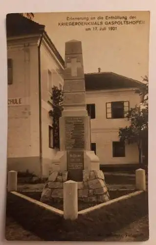 Erinnerung an das Kriegerdenkmals Gaspoltshofen am 17.Juli 1921, 500103A gr D
