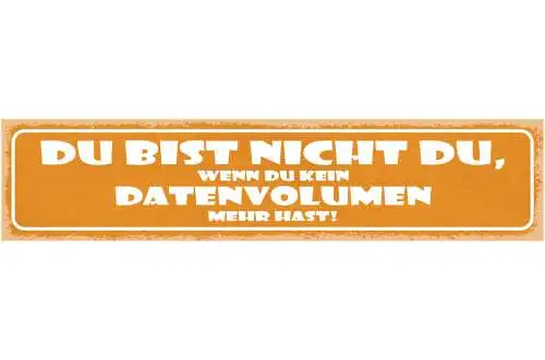 Schild Du Bist Nicht Du Wenn Du Kein Datenvolumen Mehr Hast Internet 46 x 10