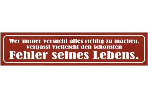 Schild Wer Versucht Alles Richtig Zu Machen Verpasst Schönsten Fehler Des Lebens
