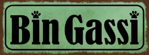 Schild bin gassi gehen hund hunde klo wc toilette haus tier 27x10 blech od.holz