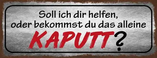 Schild Soll Ich Dir Helfen Oder Bekommst Du Das Alleine Kaputt Defekt 27x10