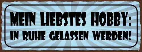 Schild Mein Liebstes Hobby In Ruhe Gelassen Werden 27x10 Blech od.Holz