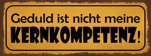 Schild Geduld Ist Nicht Meine Kernkompetenz Ungeduld Geduldig 27x10Blech od.Holz