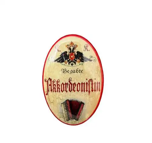 K&K Nostalgie Flaschenöffner Akkordeon Magnet Begabte Akkordeonistin 7x4,5cm