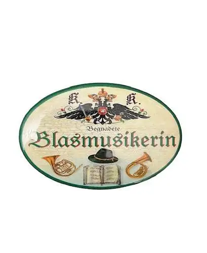 K&K Nostalgie Flaschenöffner Blasmusik Magnet Begnatete Blasmusikerin 7x4,5cm