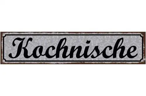 Schild Kochnische Küche Kochen Koch Essen Wohnung Haus 46 x 10 Blech od. Holz