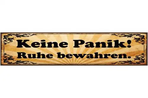 Schild Keine Panik Ruhe Bewahren Hektik Stress Stille 46 x 10 Blech od.Holz