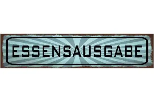 Schild Essensausgabe Küche Restaurant Cafeteria Essen 46 x 10 Blech od. Holz