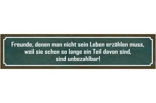 Schild Freunde Teil Leben Erzählen Echte Freundschaft 46 x 10 Blech od. Holz