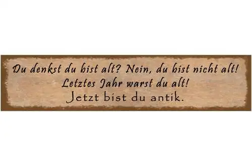 Schild Alt Alter Antik Jahr Geburtstag Leben Senioren 46 x 10 Blech od. Holz
