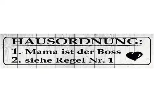 Schild Hausordnung Regeln Mama Mutter Nr. 1 Familie Haus 46 x 10 Blech od. Holz