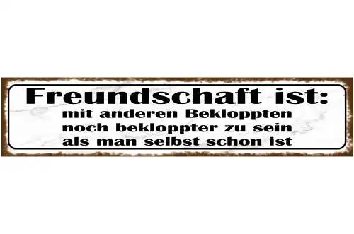 Schild Freundschaft Freunde Bekloppt Verrückt Bekannte 46 x 10 Blech od. Holz
