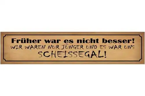 Schild Früher Nicht Besser Jünger Jung Jugend Scheissegal 46 x 10 Blech od. Holz