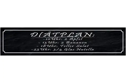 Schild Diät Plan Nutella Gemüse Obst Abnehmen Gesund Dick 46 x 10 Blech od. Holz