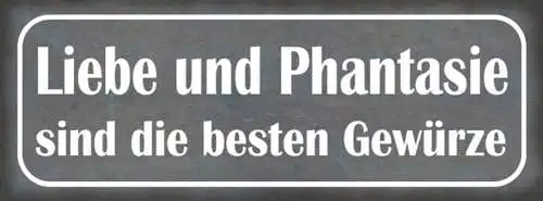 Schild Liebe & Phantasie Sind Die Besten Gewürze Leben 27 x 10 Blech od.Holz