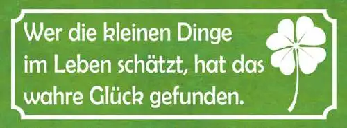 Schild Wer Die Kleinen Dinge Im Leben Schätzt Hat Das Wahre Glück Gefunden 27x10