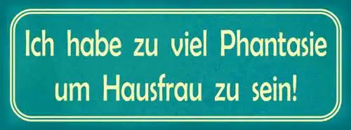 Schild Ich Habe Zu Viel Phantasie Um Hausfrau Zu Sein 27x10 Blech od.Holz