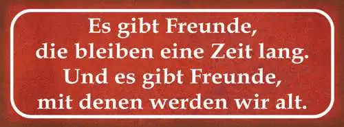 Schild Es Gibt Freunde Die Bleiben Eine Zeit Lang & Mit Denen Werden Wir Alt