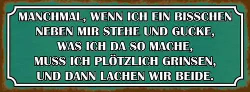 Schild Wenn Neben Mir Stehe & Gucke Was Ich Mache Plötzlich Grinsen Lachen Beide